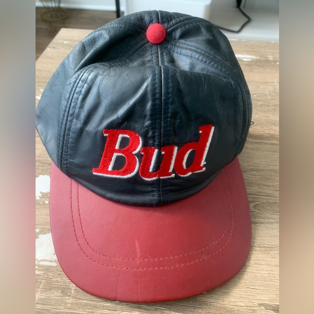 Vintage Leather Budweiser Hat